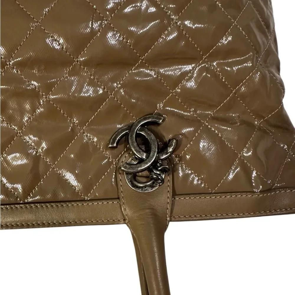 Chanel Tan Quilted Tote Bag with Structured Design